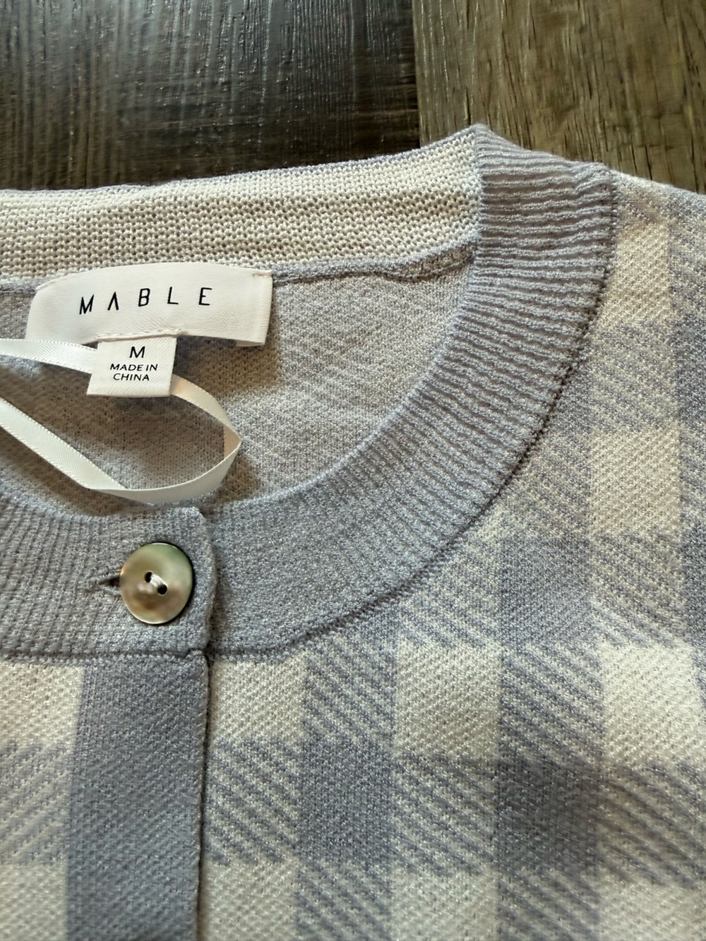 NWOT Mable Lavender Gingham Knit Cardigan Sweater - Picture 3 of 6